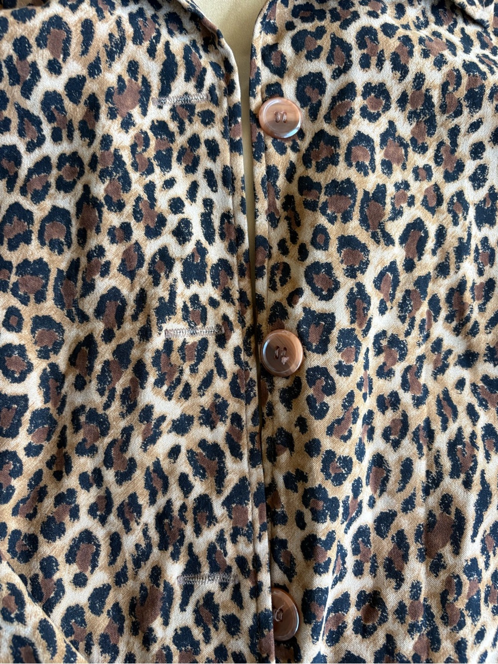 Leopard Print Button Jacket - Tan & Black - Picture 5 of 5